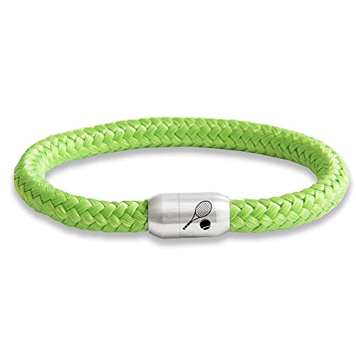 Paris Montana Das Original Tennis Tennisschläger Club Segeltau Armband Mit Gravur Und Magnetverschluss Tennisball Schmuck 8 cm Durchmesser (Grün, 20.00) von Paris Montana