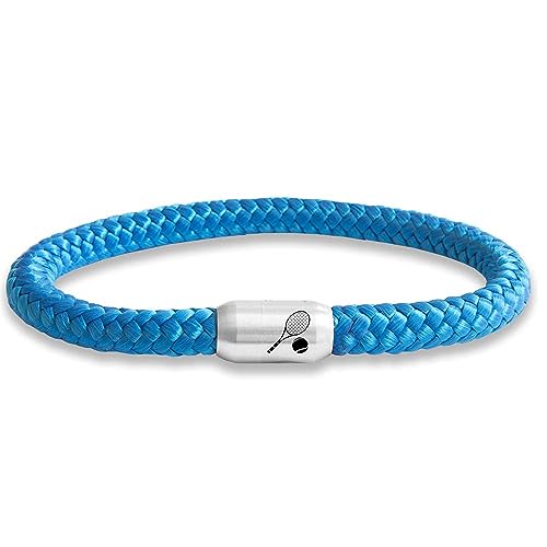 Paris Montana Das Original Tennis Tennisschläger Club Segeltau Armband Mit Gravur Und Magnetverschluss Tennisball Schmuck 8 cm Durchmesser (Royal-Blau, 19.00) von Paris Montana