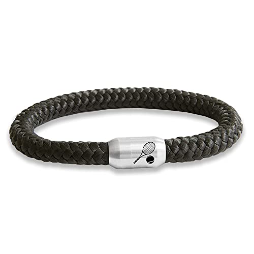 Paris Montana Das Original Tennis Tennisschläger Club Segeltau Armband Mit Gravur Und Magnetverschluss Tennisball Schmuck 8 cm Durchmesser (Schwarz, 19.00) von Paris Montana