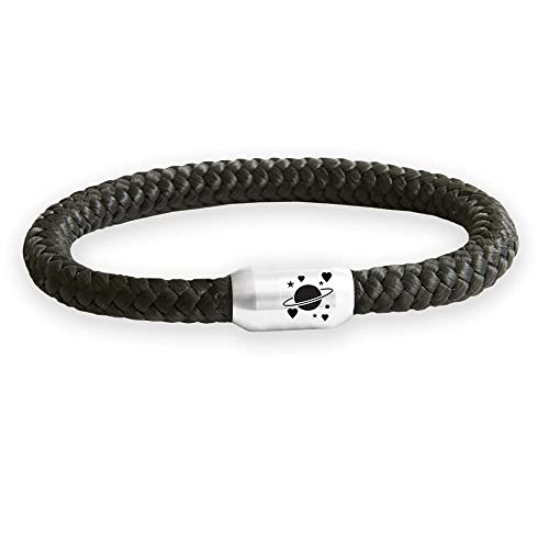 Paris Montana Das Original Unisex Sternen Kosmopolit Saturn Segeltau Armband Geflochten Mit Gravur Handmade Hochwertiger Magnetverschluss 8mm Durchmesser (Schwarz, 22.00) von Paris Montana