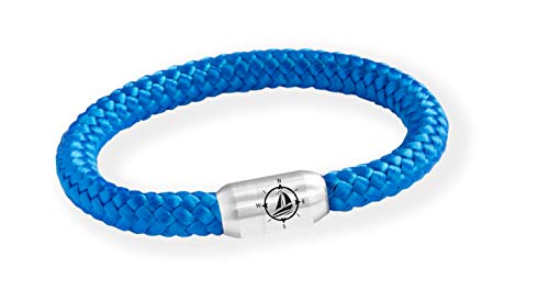 Paris Montana Das Original Yacht Club Kompass Gravur Segeltau Unisex Armband Unisex Geflochten Handmade Hochwertiger Magnetverschluss Durchmesser 8mm (Royal-Blau, 22.00) von Paris Montana