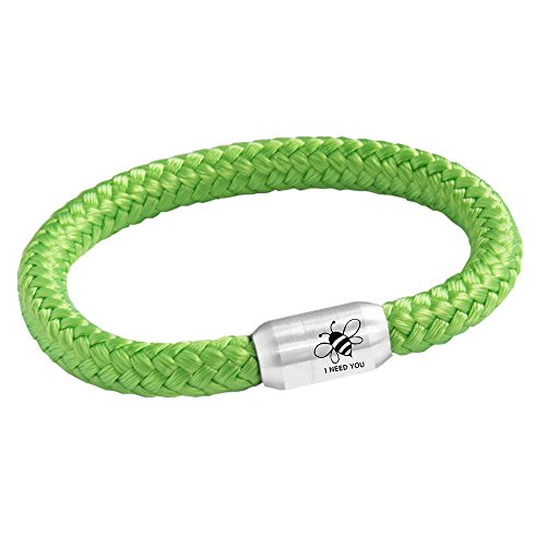 Paris Montana Original Segeltau Armband Rettet Die Bienen Umweltschutz Natur Statement Schmuck Geflochten Magnetverschluss Accessoire Für Damen Und Herren (Grün, 20) von Paris Montana