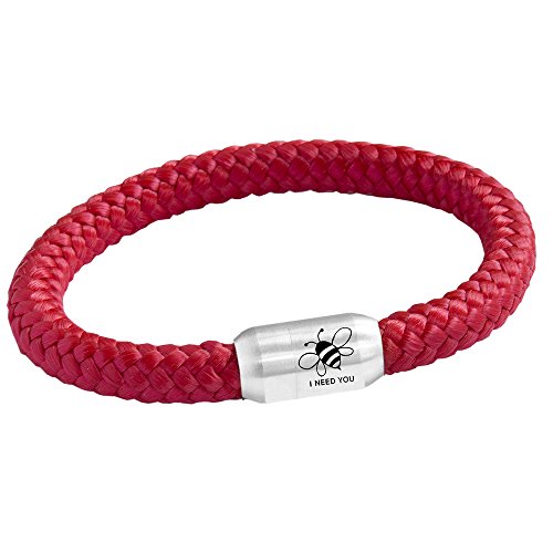 Paris Montana Original Segeltau Armband Rettet Die Bienen Umweltschutz Natur Statement Schmuck Geflochten Magnetverschluss Accessoire Für Damen Und Herren (Rot, 24) von Paris Montana