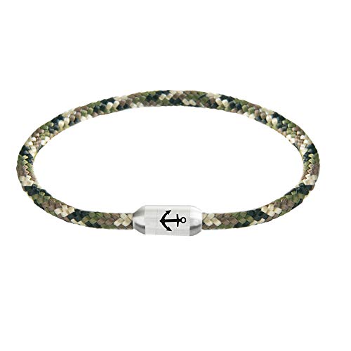 Paris Montana Schmales Dünnes Filigranes Original Anker Segeltau Armband Unisex Geflochten Gravur Handmade Hochwertiger Magnetverschluss Durchmesser Ø 4mm (Camouflage, 20.00) von Paris Montana