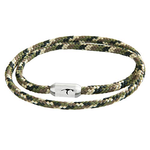 Paris Montana Schmales Dünnes Filigranes Original Sylt Segeltau Wickelarmband Unisex Geflochten Gravur Handmade Hochwertiger Magnetverschluss Durchmesser Ø 4mm (Camouflage, 44.00) von Paris Montana
