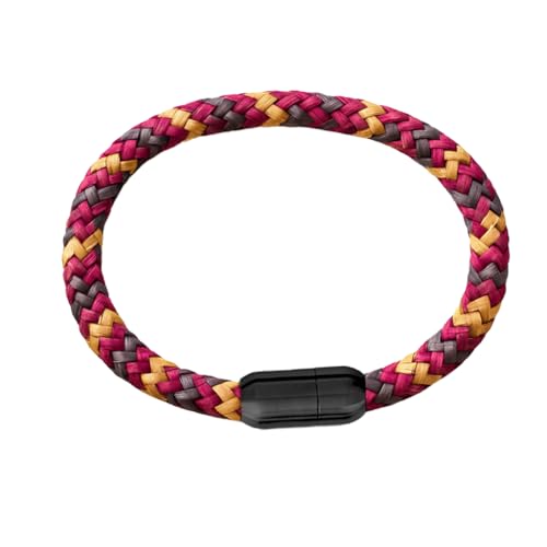 Paris Montana Segeltau Armband (Black Edition) – 8 mm stark – Nautisches Accessoire mit mattschwarzem Magnetverschluss – 5 kräftige Farben – Unisex für Damen &– Handgefertigt (Sunset Tide, 23 cm) von Paris Montana