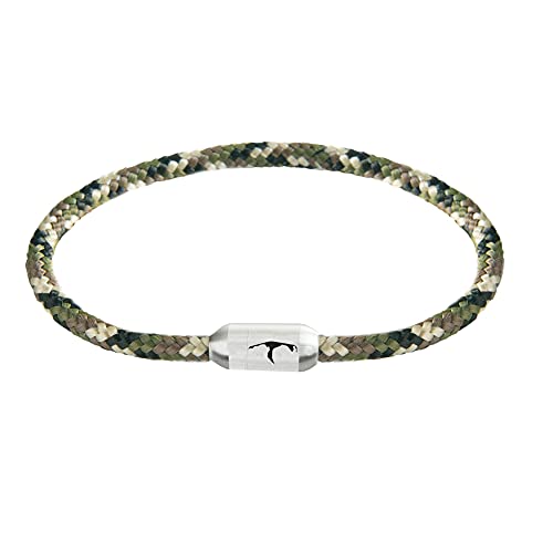 Paris Montana Schmales Dünnes Filigranes Original Sylt Segeltau Armband Unisex Geflochten Gravur Handmade Hochwertiger Magnetverschluss Durchmesser Ø 4mm (Camouflage, 24) von Paris Montana