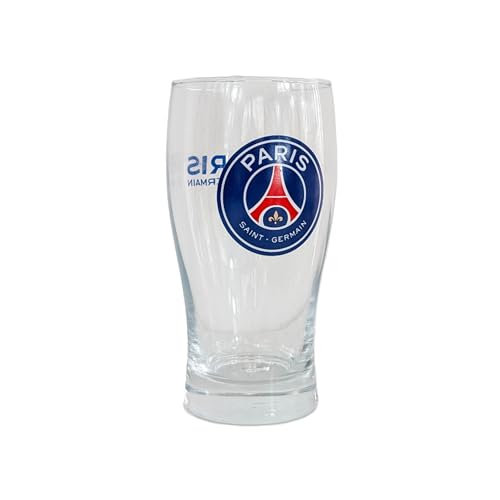 Paris Saint Germain FC - Durchsichtiger Einheitsgrößen-Becher, Glas, Rund, 570 ml, Zuhause, Reise, Sport von PSG