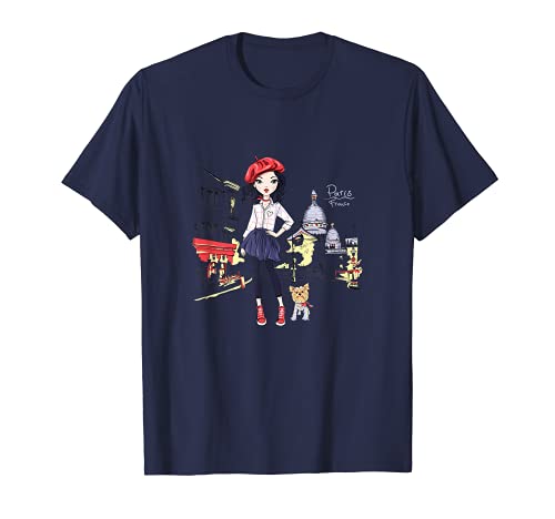 Paris Frankreich Mädchen trägt eine Baskenmütze T-Shirt von Paris