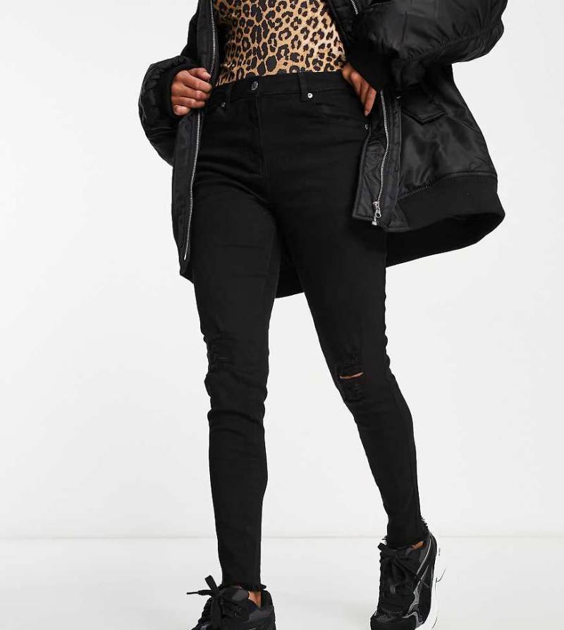 Parisian Petite - Enge Jeans in Schwarz mit Knierissen von Parisian Petite