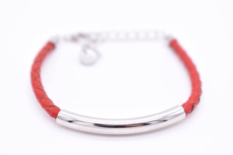 Parisi Armband Verstellbar - Geflochtenes Leder in Rot- Verschluss Silber 925Er Frauen Männer Inkl. Weiße Schmuckschachtel von Parisistore