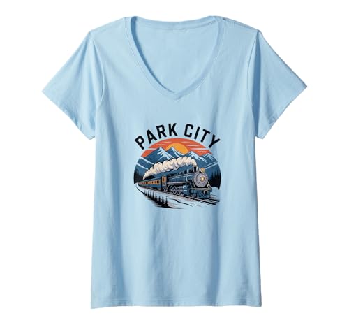 Damen Utah Park City T-Shirt mit V-Ausschnitt von Park City Utah Souvenir Store