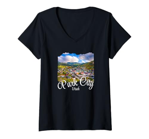 Damen Utah Park City T-Shirt mit V-Ausschnitt von Park City Utah Souvenir Store
