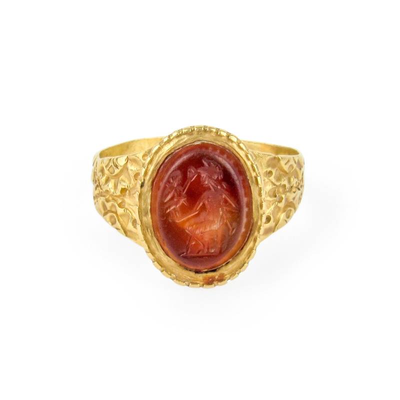 Früher 22K Karneol Intaglio Ring Des Jupiter, Der Victory Hält von ParkAvenueAntiques0