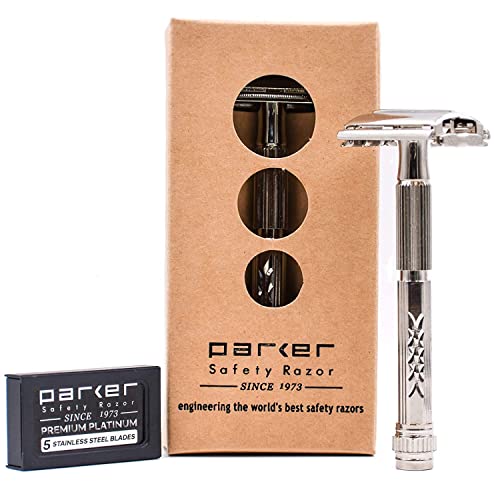 Parker Rasierhobel, Modell 60R Rasierhobel und 5 Parker Platinum Rasierklingen von Parker Safety Razor