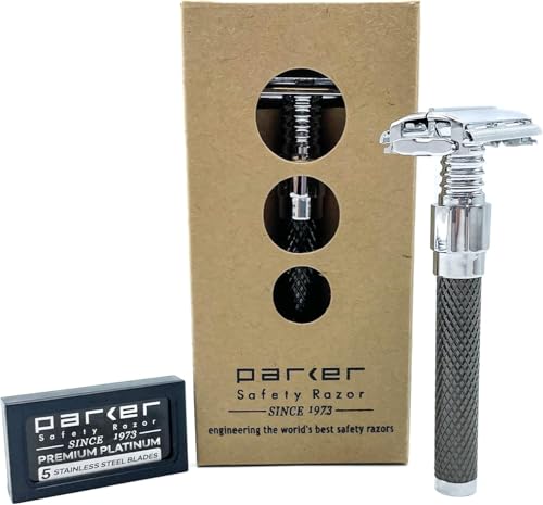 Parker Safety Razor 92R schweres Schmetterling öffnen Double Edge Safety & 5 Premium Blades Rasierer von Parker Safety Razor