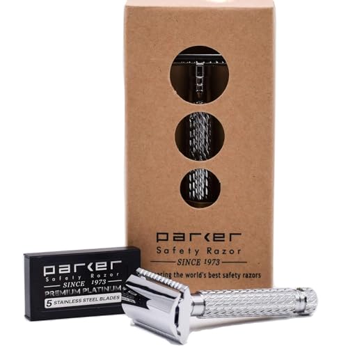 Parker Safety Razor 94R "Hefty" Doppelkanten-Sicherheitsrasierer & 5 Premium-Klingen von Parker Safety Razor