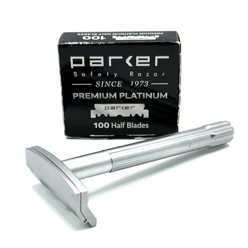 Parker SoloEdge Single Edge Rasierhobel mit 100 Parker Platinum Single Edge Rasierklingen im Lieferumfang enthalten von Parker Safety Razor