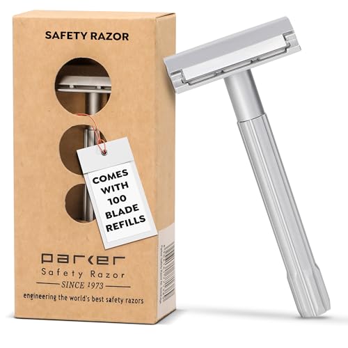 Parker SoloEdge Single Edge Rasierhobel mit 100 Parker Platinum Single Edge Rasierklingen im Lieferumfang enthalten von Parker Safety Razor