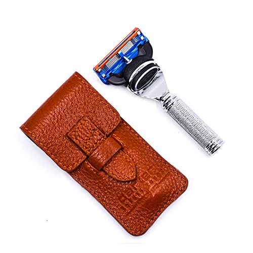 Parker Travel Fusion Compatible Razor with Leather Case Modell TravFus von Parker Safety Razor