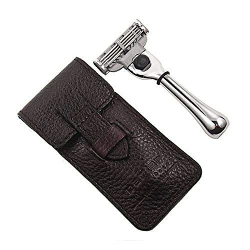 Parker Travel Mach 3 Compatible Razor with Leather Case Modell TravM3 von Parker Safety Razor