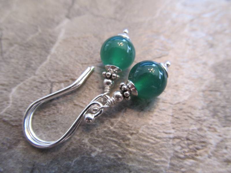 Grüner Achat-Ohrringe in 925Er Silber von ParkerPendants