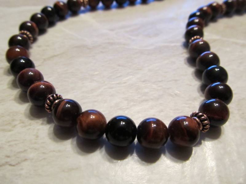 Mens Red Tiger Eye Und Schwarzer Onyx Halskette in Kupfer von ParkerPendants