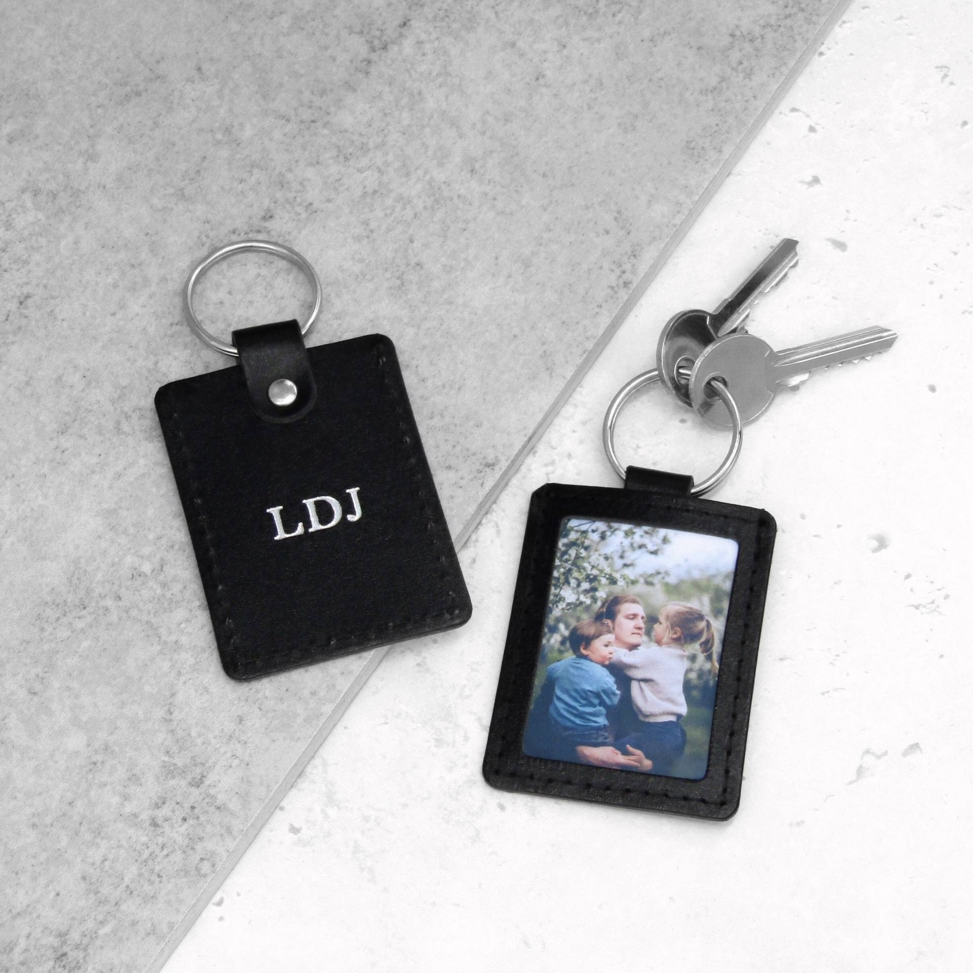 Handgefertigte Personalisierte Leder Foto Schlüsselanhänger - Geschenke Für Ihn Sie Jahrestagsgeschenk Bild-Schlüsselring Personalisiertes von ParkerandcoUK