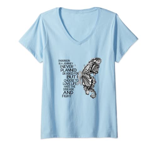 Damen Parkinson ist eine Reise, die ich nie geplant habe Parkinson-Patient T-Shirt mit V-Ausschnitt von Parkinson Is A Journey I Never Planned Parkinson's
