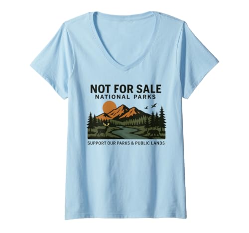 Damen Protect Our National Park Retro Vintage Not for Sale Support T-Shirt mit V-Ausschnitt von Parks, Not Profits National Parks Protect Apparel