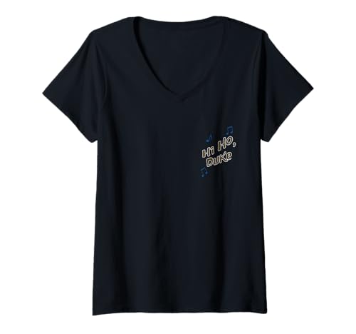 Damen Parks and Recreation Duke Silver Hi Ho Duke Front and Back T-Shirt mit V-Ausschnitt von Parks and Recreation