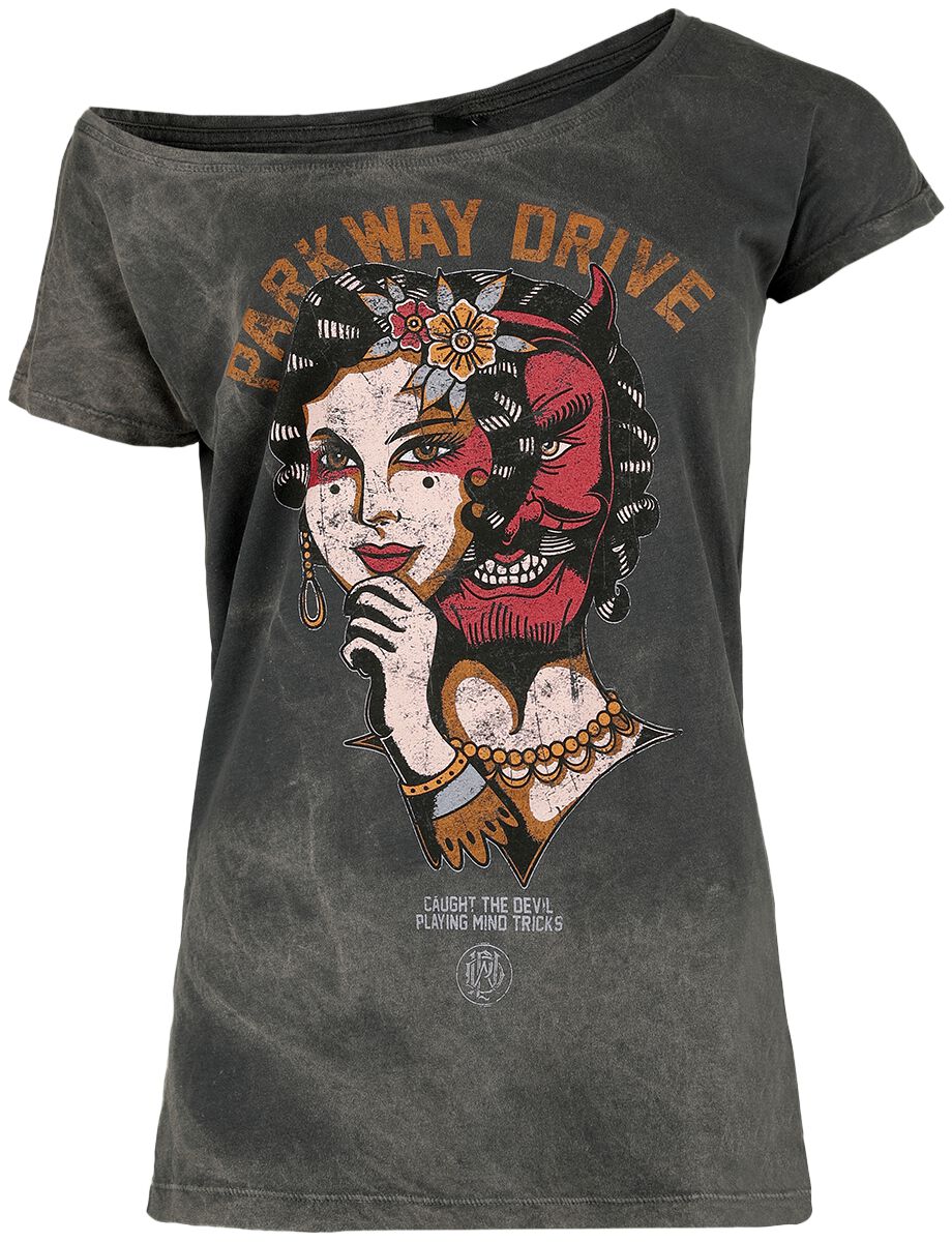 Parkway Drive T-Shirt - Devil Tricks - S bis L - für Damen - Größe M - dunkelgrau  - Lizenziertes Merchandise! von Parkway Drive