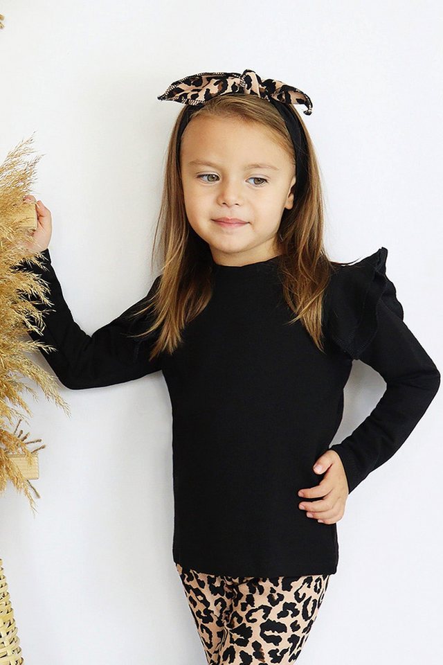 Parla Kids Langarmshirt Schwarzes Volantshirt - langarm mit Rüschen Verziehrung von Parla Kids
