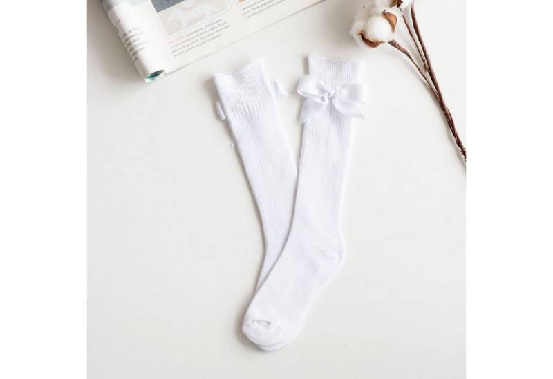 Parla Kids Socken Mädchen Kniestrümpfe mit Schleifen - süße knielange Strümpfe weiß von Parla Kids