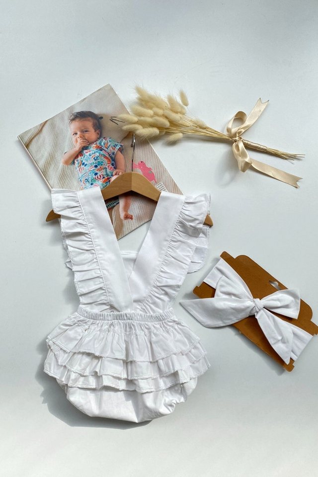 Parla Kids Strampler Bezaubernde Baby Salopette - weiß - mit Haarband von Parla Kids