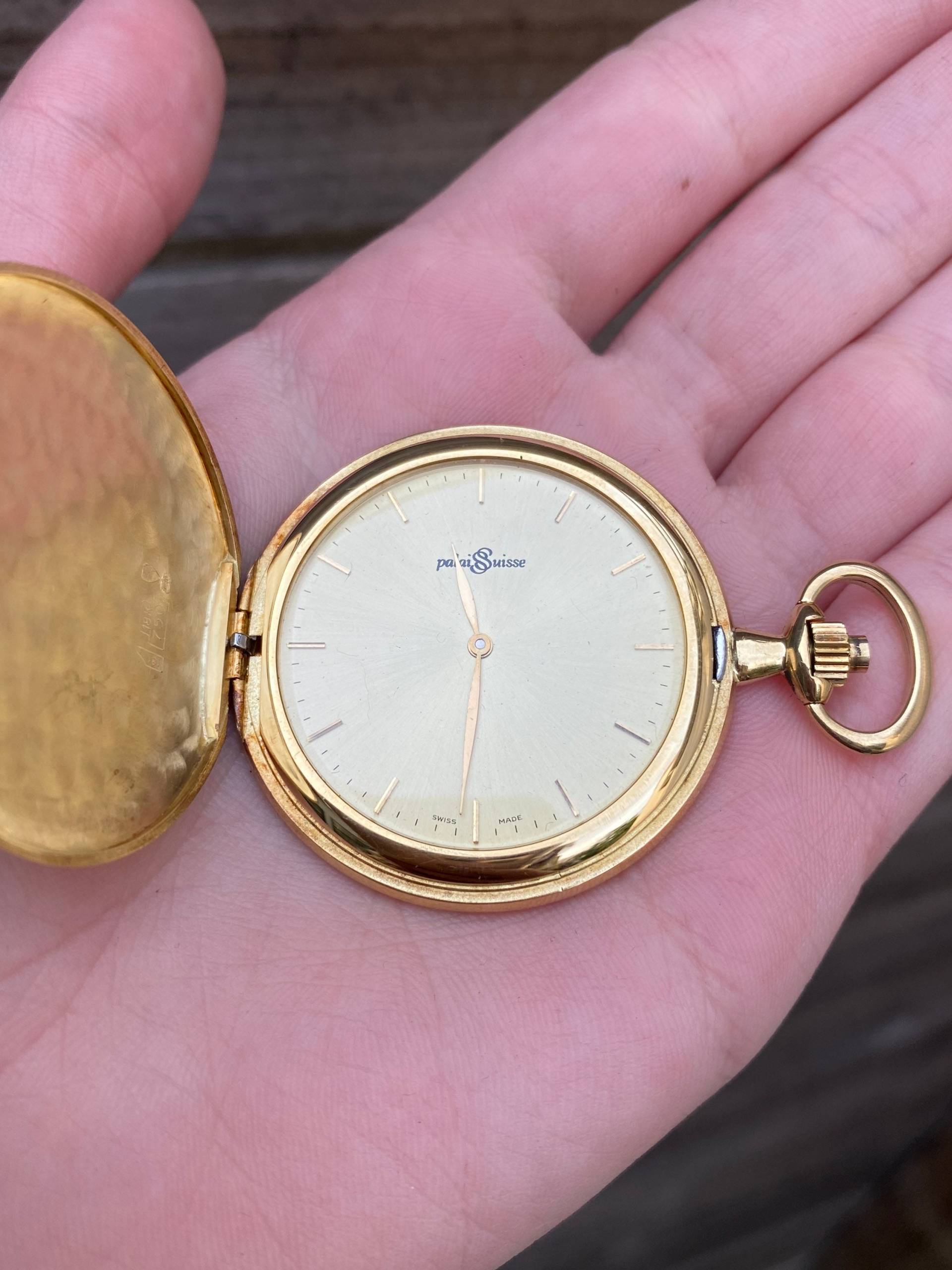 Vintage 18K Gelbgold Palai Suisse Taschenuhr - Volles Jägergehäuse Echtes Massivgold von ParlayJewelry