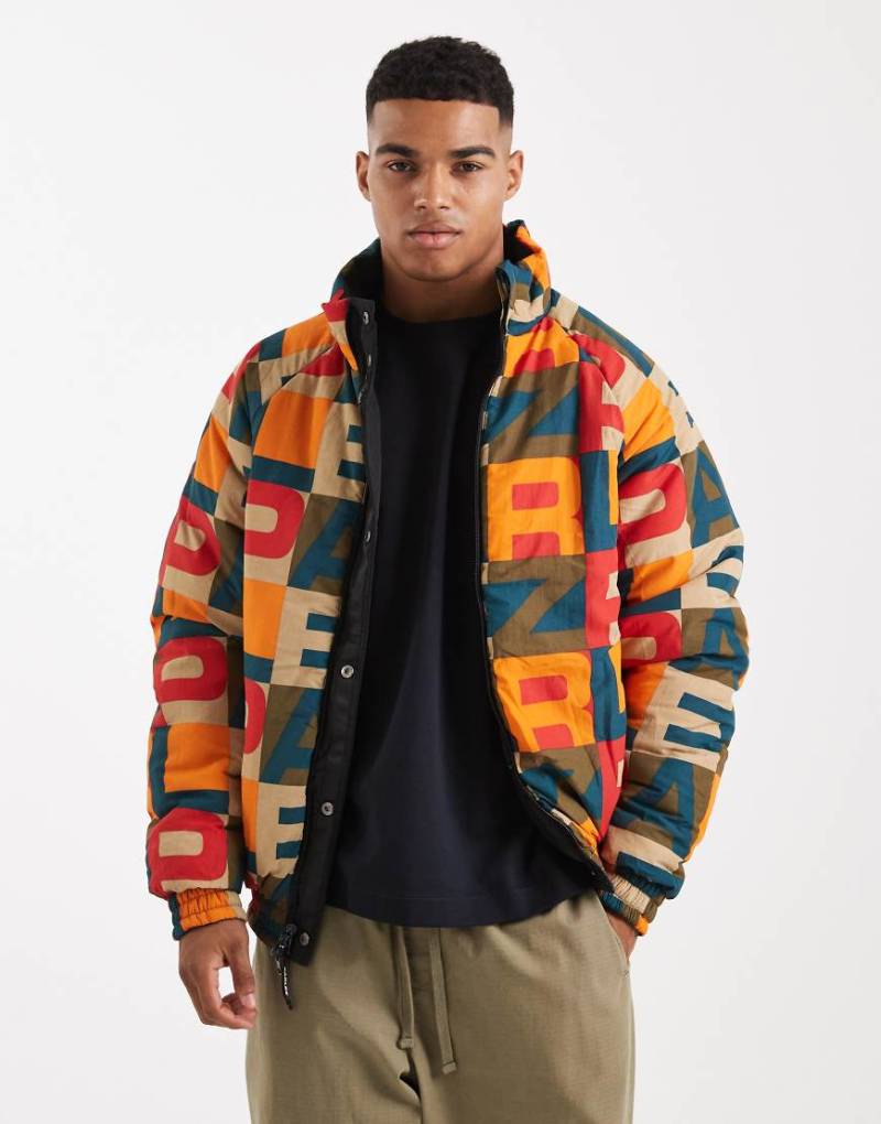 Palrez - Wendbare Pufferjacke in Schwarz/Bunt mit Monogramm-Logo und Zwei-Wege-Reißverschluss von Parlez