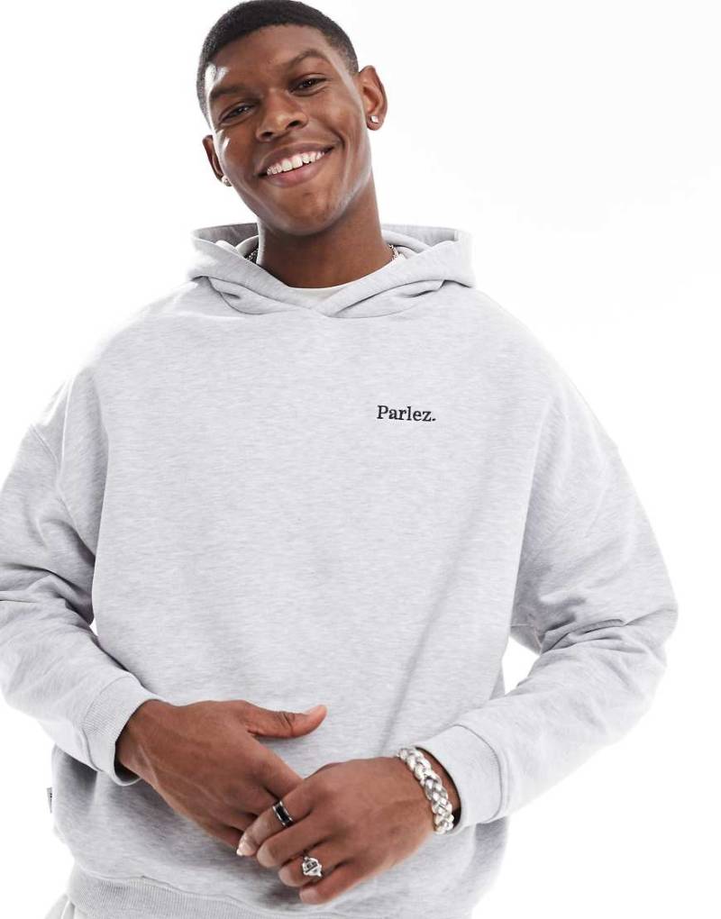 Parlez - Amos - Kapuzenpullover in Hellgrau mit Logo von Parlez