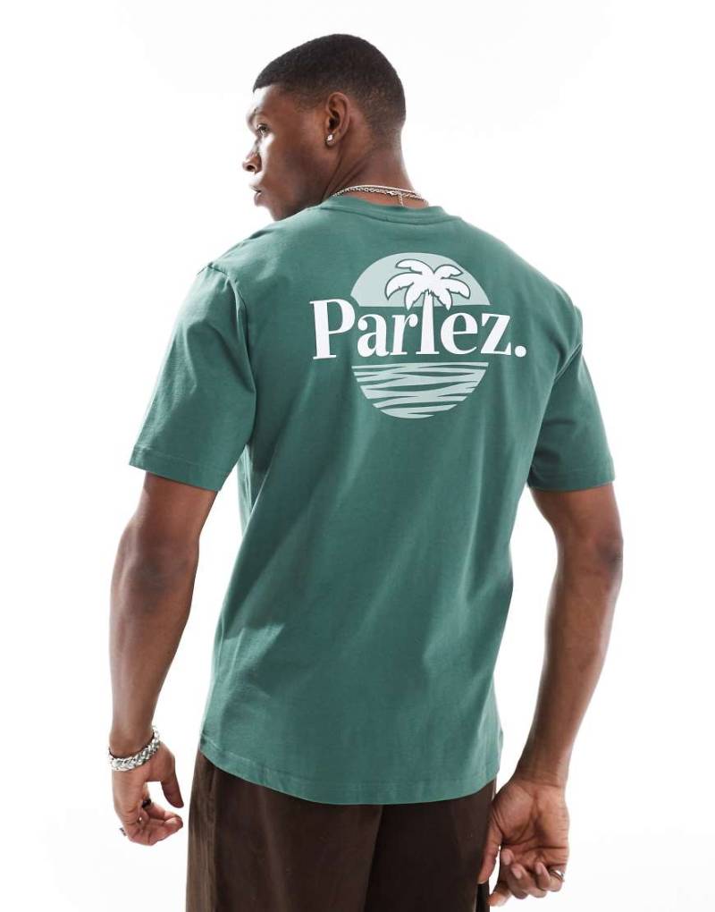 Parlez - Boca - T-Shirt in Grün mit Logo und Rückenprint von Parlez