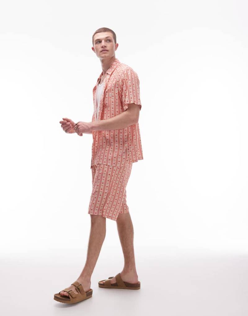 Parlez - Cruz - Bestickte Relaxed-Fit-Shorts in Terrakotta, Kombiteil-Orange von Parlez