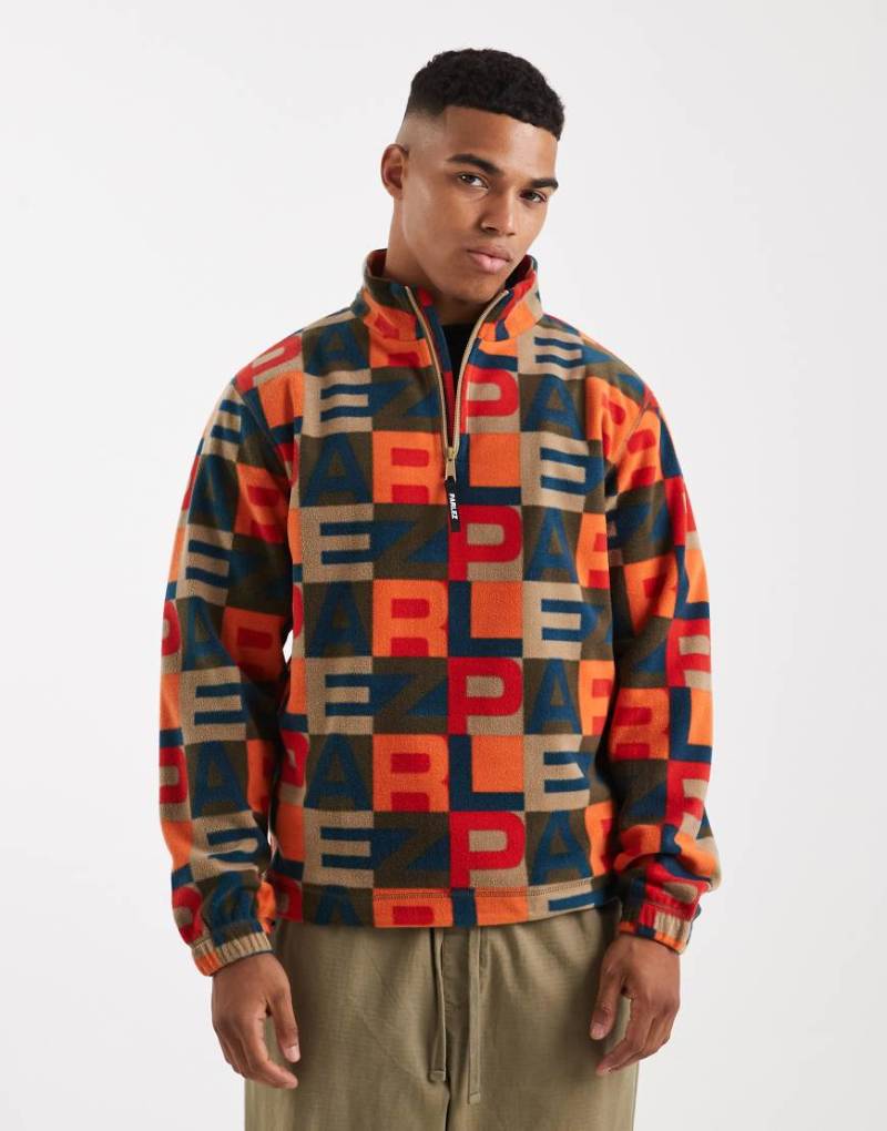 Parlez - Fleece-Sweatshirt in Schwarz/Bunt mit Monogramm-Logo und Reißverschluss von Parlez