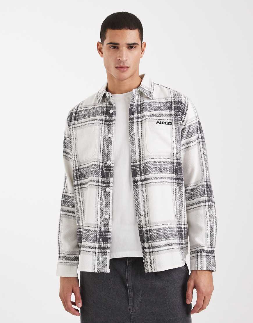 Parlez - Langärmliges Hemd in Schwarz und Weiß kariert mit Logo-Bunt von Parlez