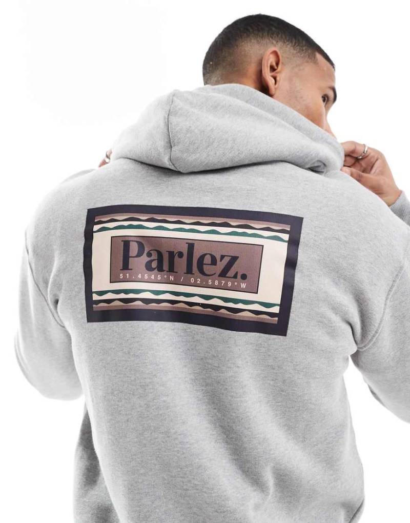 Parlez - Oversize-Kapuzenpullover in Hellgrau mit Logo-Print auf der Rückseite von Parlez