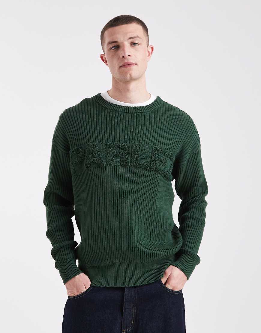 Parlez - Strickpullover in Dunkelgrün mit Logo von Parlez