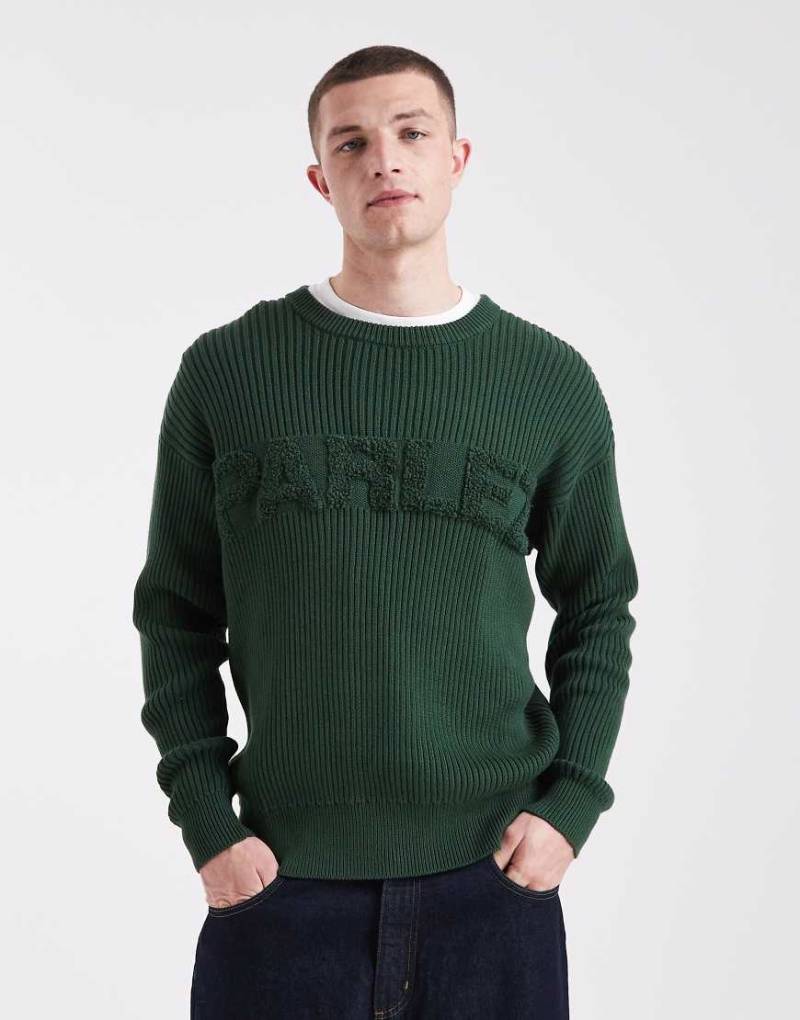 Parlez - Strickpullover in Dunkelgrün mit Logo von Parlez