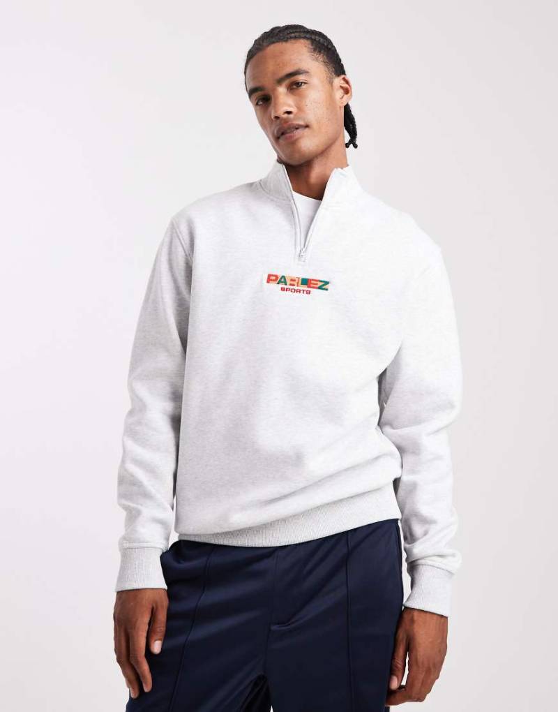 Parlez - Sweatshirt in Grau mit Logo-Stickerei und kurzem Reißverschluss von Parlez