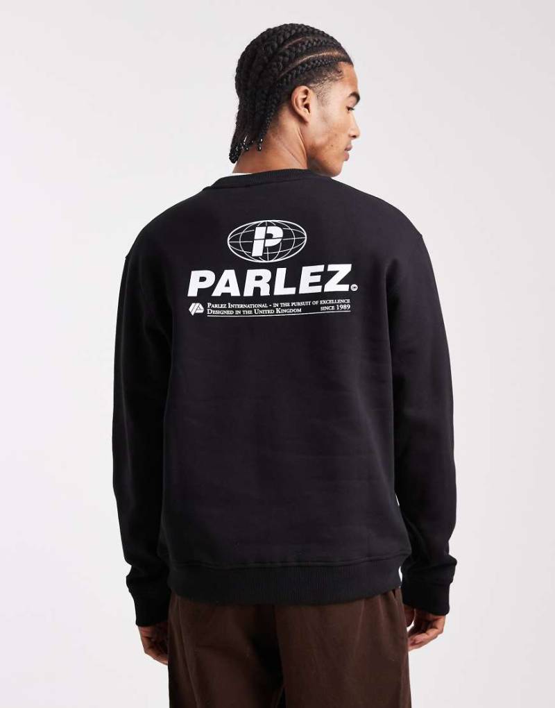 Parlez - Sweatshirt in Schwarz mit Logo und Rückenprint im Siebdruckverfahren von Parlez