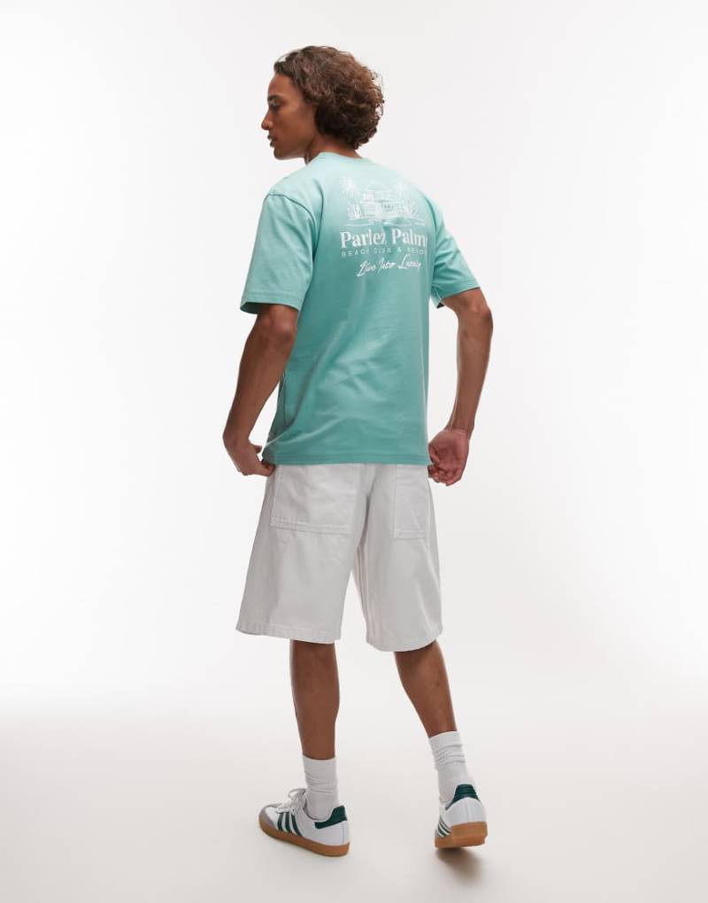 Parlez - T-Shirt in Grün mit Retreat-Motiv am Rücken von Parlez