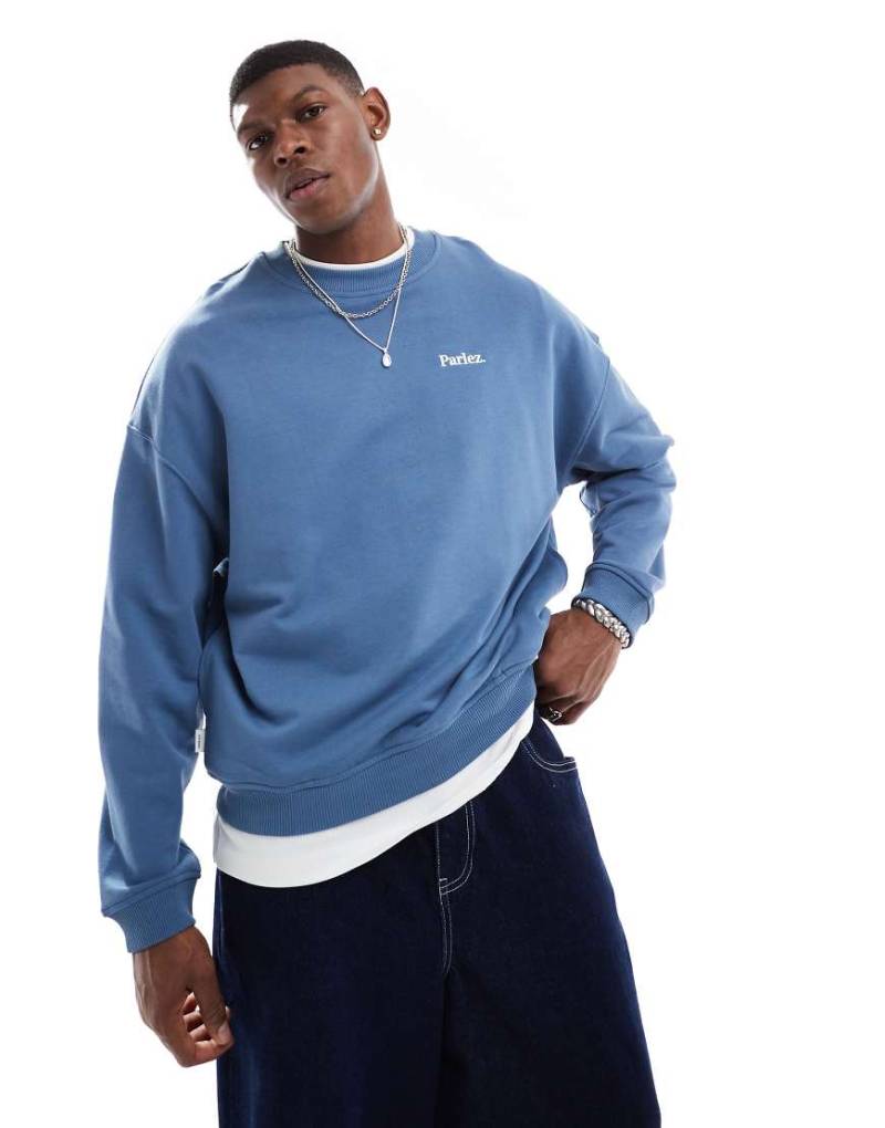 Parlez - Vernon - Sweatshirt in Blau mit Rundhalsausschnitt und Logo von Parlez