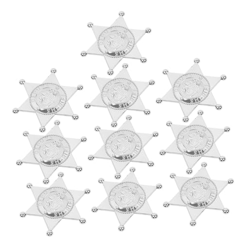 Parliky 10 Stück 10 teiliges detailliertes Cosplay Zubehör leichte tragbare Kunststoff Broschen für Kostümparty wiederverwendbar silberfarbene Polizei Pins von Parliky